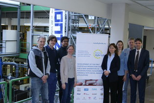 The project team NanoHybrids at the Institute of Thermal Separation Processes: (fltr) Ralf Henneberg, Victor Baudron, Raman Subrahmanyam, Uta Paulsen, Irina Smirnova, Imke Meissner, Thomas Weselmann, Pavel Gurikov. The project team NanoHybrids at the Institute of Thermal Separation Processes: (fltr) Ralf Henneberg, Victor Baudron, Raman Subrahmanyam, Uta Paulsen, Irina Smirnova, Imke Meissner, Thomas Weselmann, Pavel Gurikov.