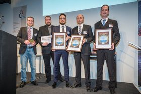 Die KOMPASS-Preisträger (von li): Dennis Mierke, Martin Gehrke, Dr. Christian Janssen, Jörn Kröger und Roman Diewald.