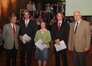 vlnr.: Prof. Dr.-Ing. Prof. E. h. Edwin Kreuzer, Peter Hildebrandt, Sabine Bechtle, Sebastian Trimpe,  Prof. Dr. Eckhard Rohkamm