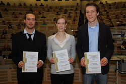 Die Preisträger: Jan Mletzko, Wienke Hüppop und PierreBräuer (vlnr.)
