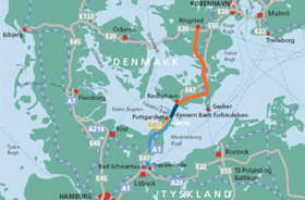 Der Fehmarnbelt-Tunnel soll Dänemark und Deutschland verbinden. Karte: Pompeu-Santos