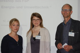 Posterpreisträgerinnen 2015: Julia Schmitt (2. Preis), Margarethe Langer (1. Preis) und FSP-Sprecher Ralf Otterpohl (v.l.n.r.)