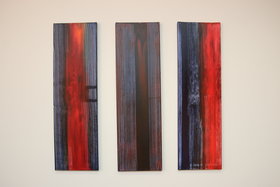 Streifen rot 1, Streifen rot 3, Streifen rot 4Acryl auf Leinwand, Werner Zickelbein