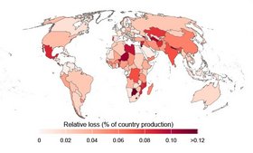 Countries most vulnerable to crop production losses from land degradation. Image: GHI