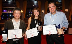 Prof. Haruyuki Atomi erhält den biocat-Award für sein Lebenswerk, Prof. Selin Kara für ihre akademischen Forschungsleistungen und Prof. Stefan Lutz wurde für seine Leistungen in der industriellen Forschung geehrt.